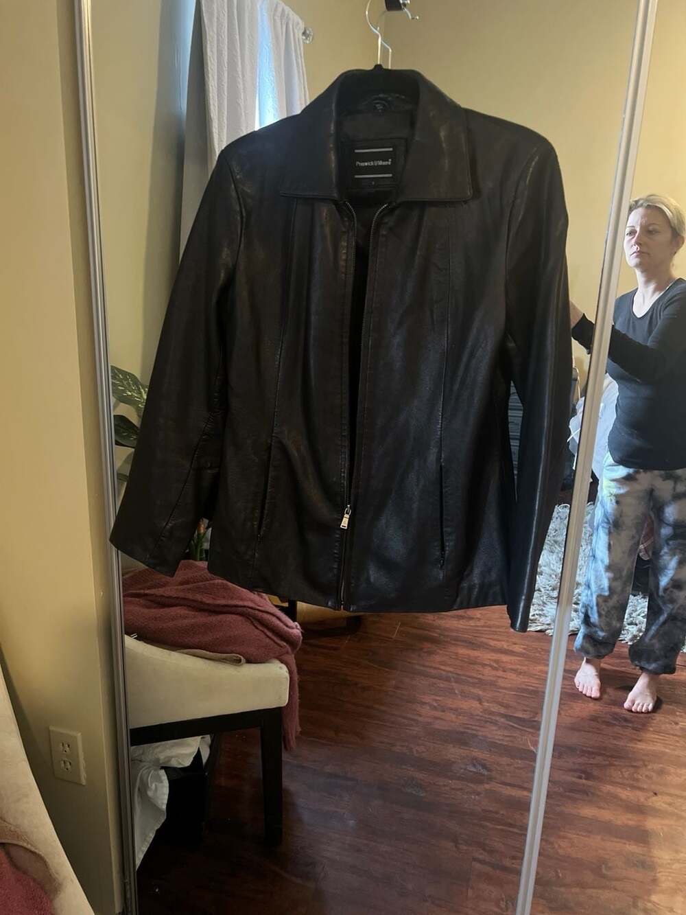 Preswick & Moore Women's Black Genuine Leather Zip-Up Jacket Size Small